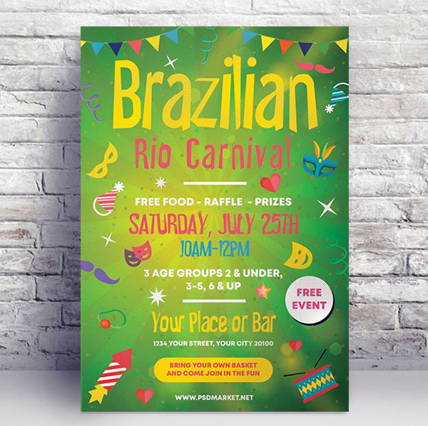 Brazilian Carnival Flyer - PSD Template