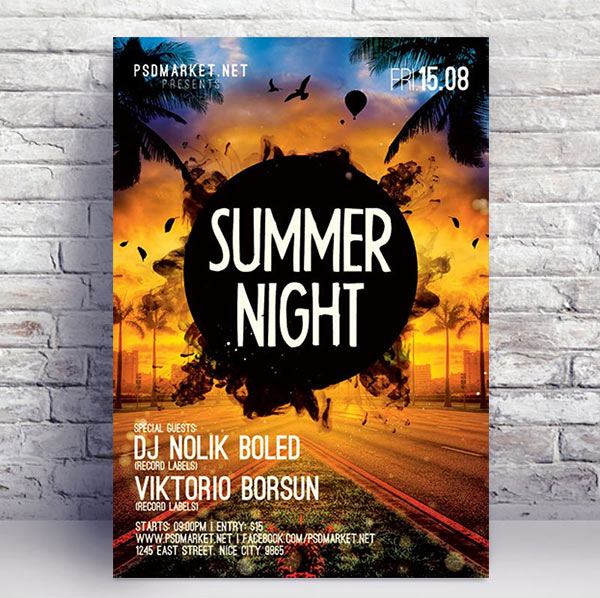 Summer Night Premium Flyer - PSD Template