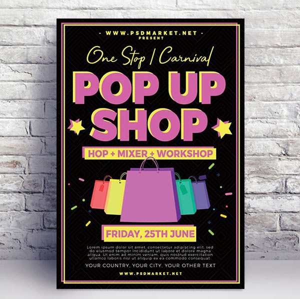 Pop Up Shop Flyer - PSD Template