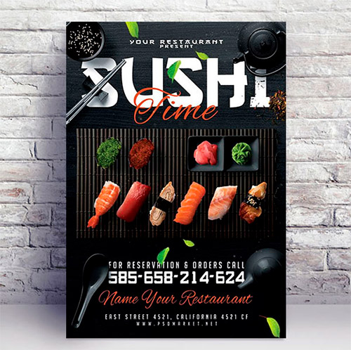 Sushi Flyer PSD Template