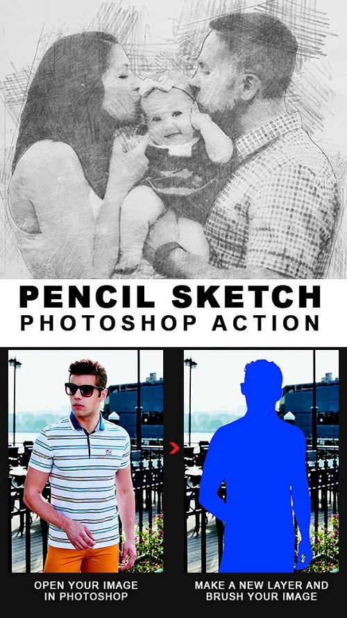 Pencil Sketch Photoshop Action 21718327