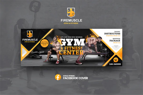 Firemuscle Gym & Fitness Facebook Template