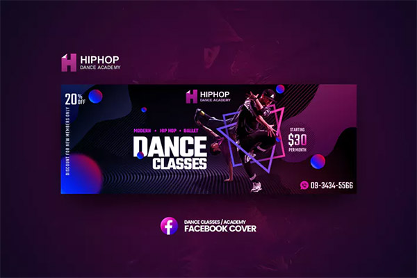 Hiphop - Dance Classes Facebook Cover Template