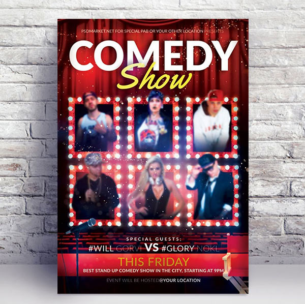 Comedy Show Flyer - PSD Template
