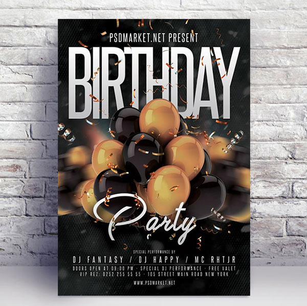 Birthday Event Flyer - PSD Template