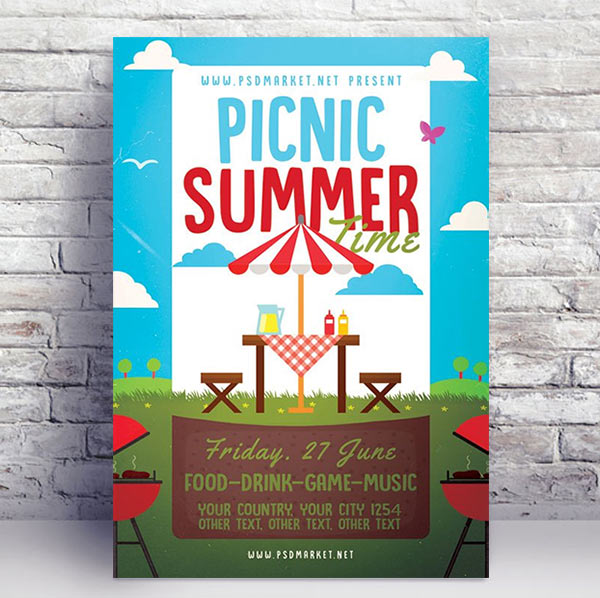 Picnic Time Flyer - PSD Template