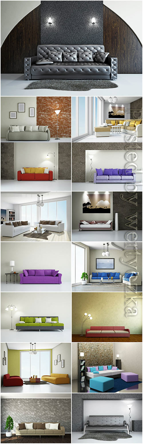Modern sofas, interior stock photo