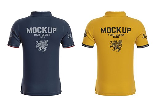 Men's Short Sleeve Polo Shirt Mockup. Back Side