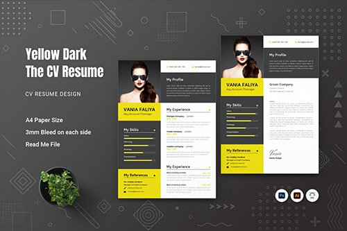 Yellow And Dark CV Resume