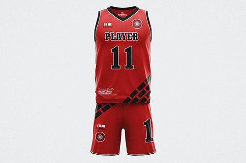 Basketball Jersey Uniforms Set Mockup Template