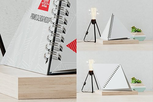 Pyramid Table Spiral Calendar Mockup