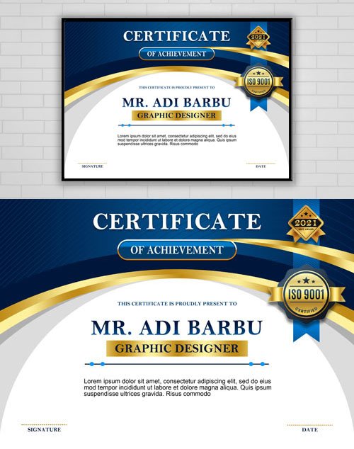 Certificate of Achievement - PSD Template