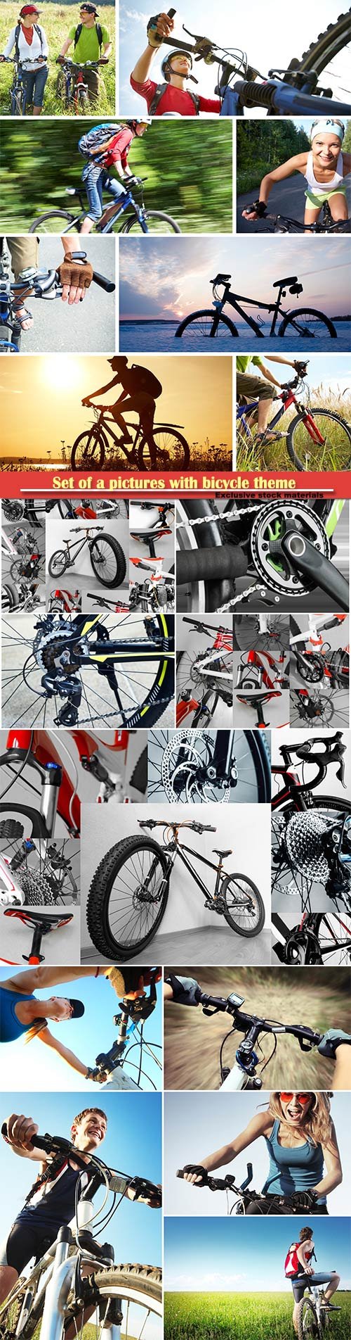 Set of a pictures with bicycle theme