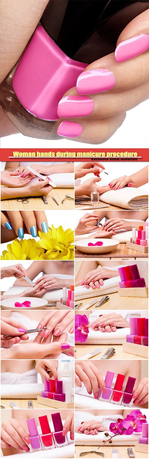 Woman hands during manicure procedure