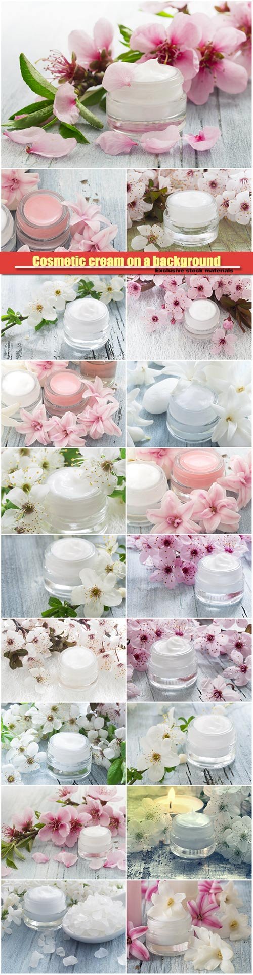 Cosmetic cream on a background of spring flowers