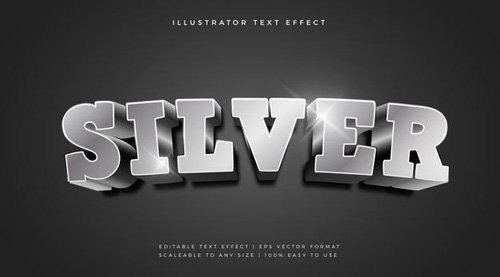 Silver shiny 3d theme text font effect