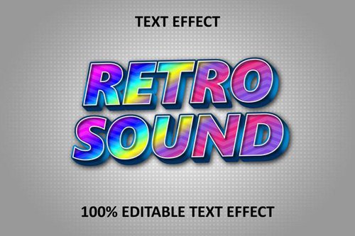 Retro rainbow music editable text effect rainbow