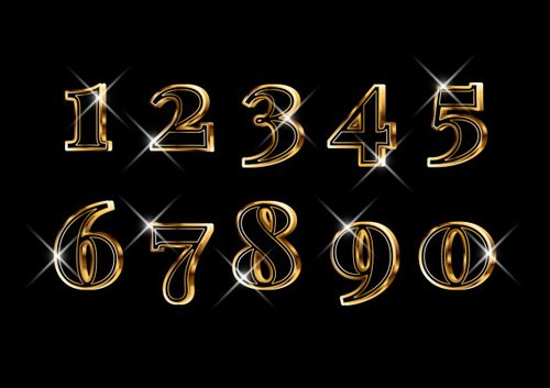 Luxury elegant 3d gold numbers set