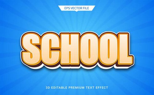 School education 3d editable text style effect