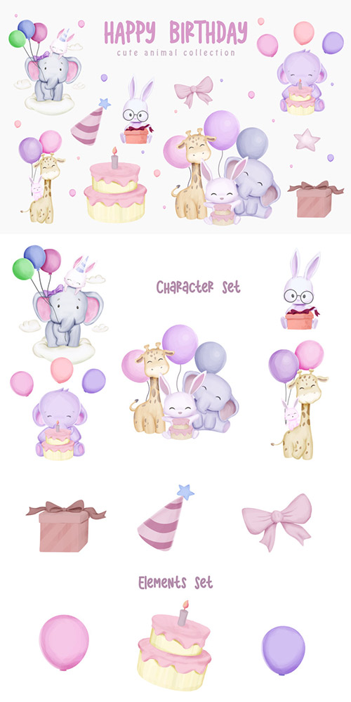 Animal Brithday Character Set