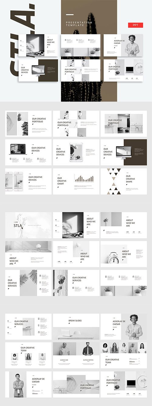 STLA Black and White Powerpoint, Keynote and Google Slides Template