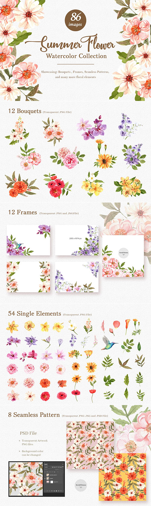 Summer Flower wedding watercolor - 6298125