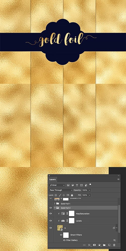 4 Gold Foil Textures Pack