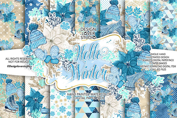 Hello Winter digital paper pack