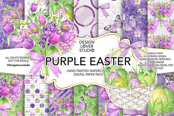 Watercolor Purple Easter DP pack