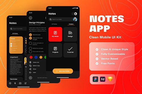 Notes App Mobile UI Kit