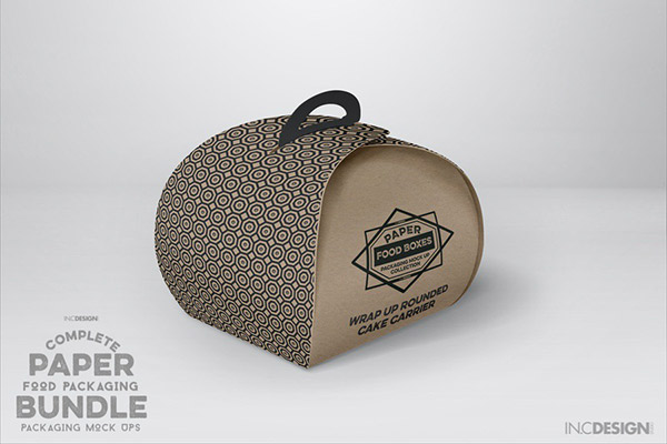 Wrap Up Rounded Cake Box Carrier Packaging Mockup