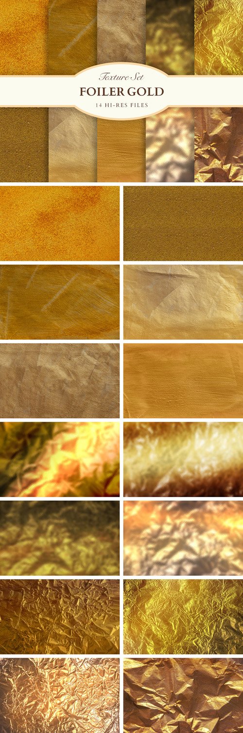 14 Foil & Paper Gold Textures Set