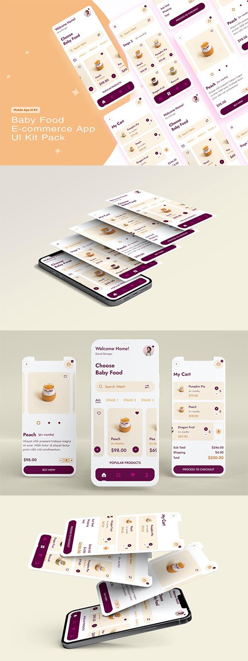 Baby Food E-commerce App UI Kit Pack