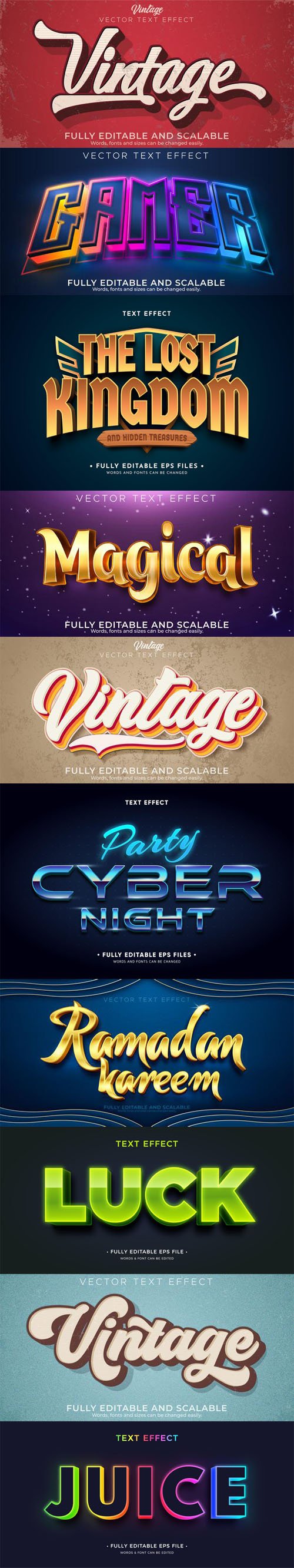 10 Creative Text Effects Vector Collection