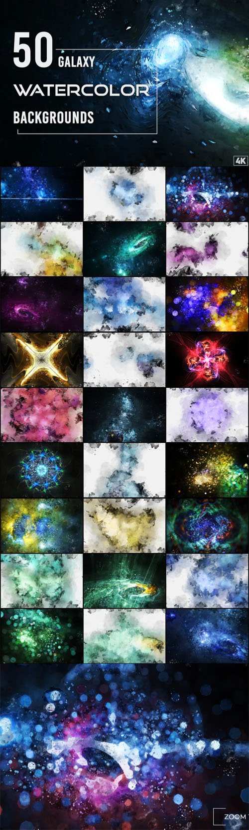 50 Realistic Galaxy Watercolor Backgrounds Collection