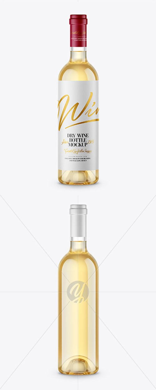 Clear Glass White Wine Bottle Mockup 43134