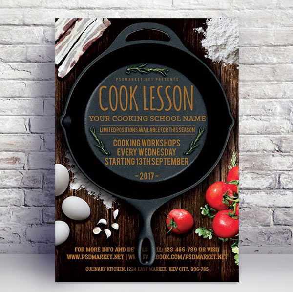 Cook Lesson Premium Flyer - PSD Template