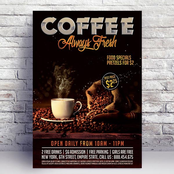 Coffee Fresh Premium Flyer - PSD Template