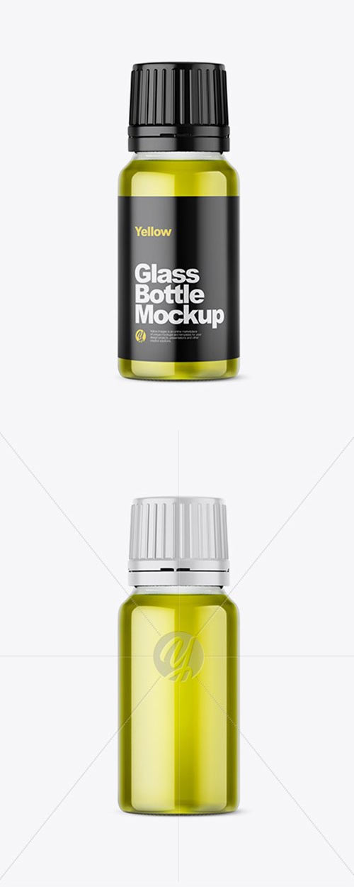 Clear Glass Bottle with Oil Mockup 42814