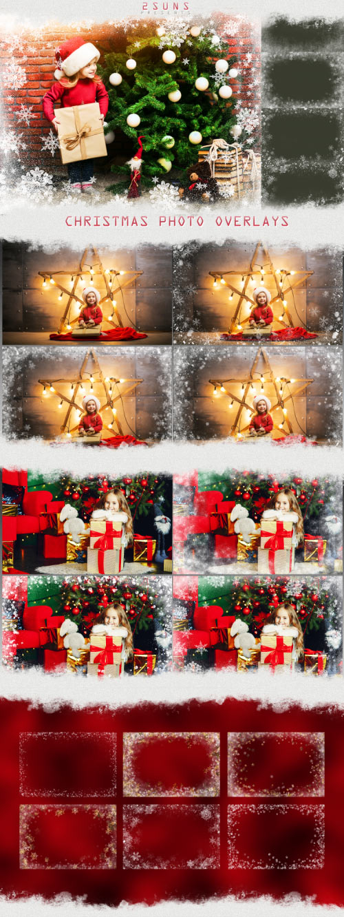 Christmas Photo Overlays, Snowflake Overlays, Photo Frames