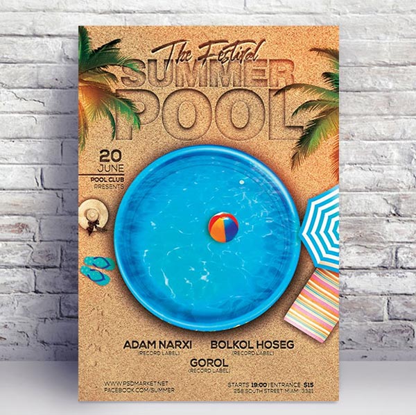 Summer Pool Premium Flyer - PSD Template