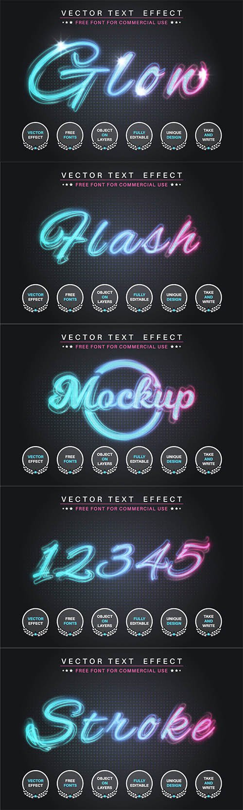 Glow stroke - editable text effect, font style