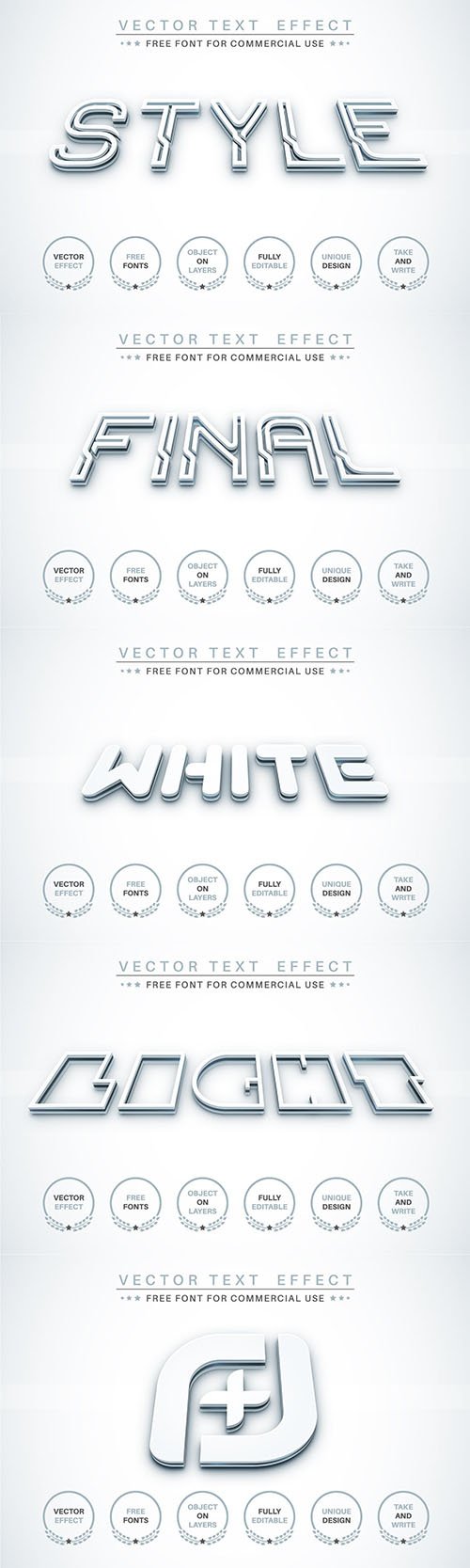 3D White - editable text effect, font style