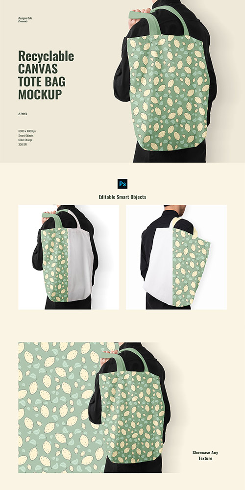 Recyclable Canvas Tote Bag Mockup