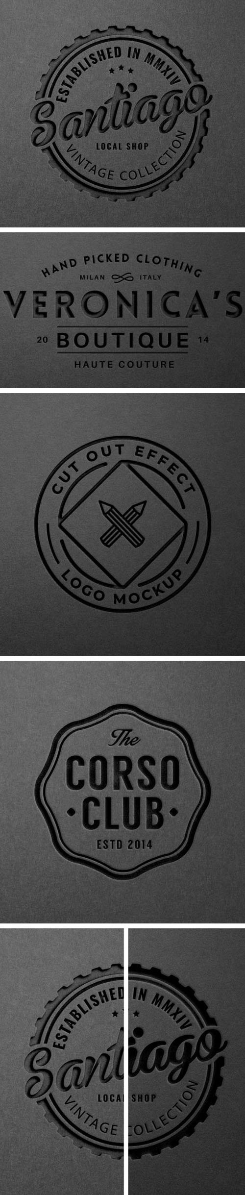 Cut-Out Effect - Paper Logo PSD Mockup Template
