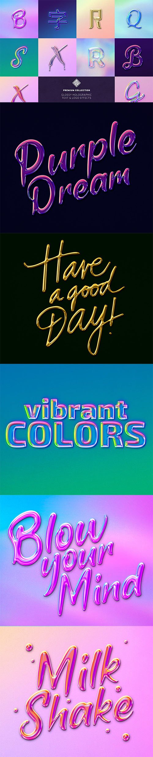 Glossy Holographic Text & Logo Effects