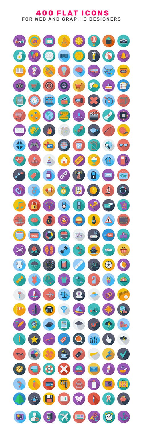 400 Flat Icons for Web & Graphic Designers (for Illustrator)