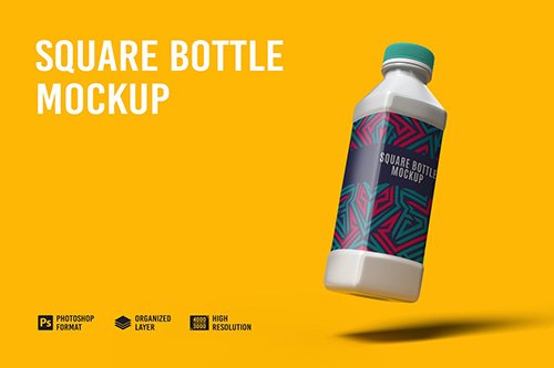 Square Bottle Mockup