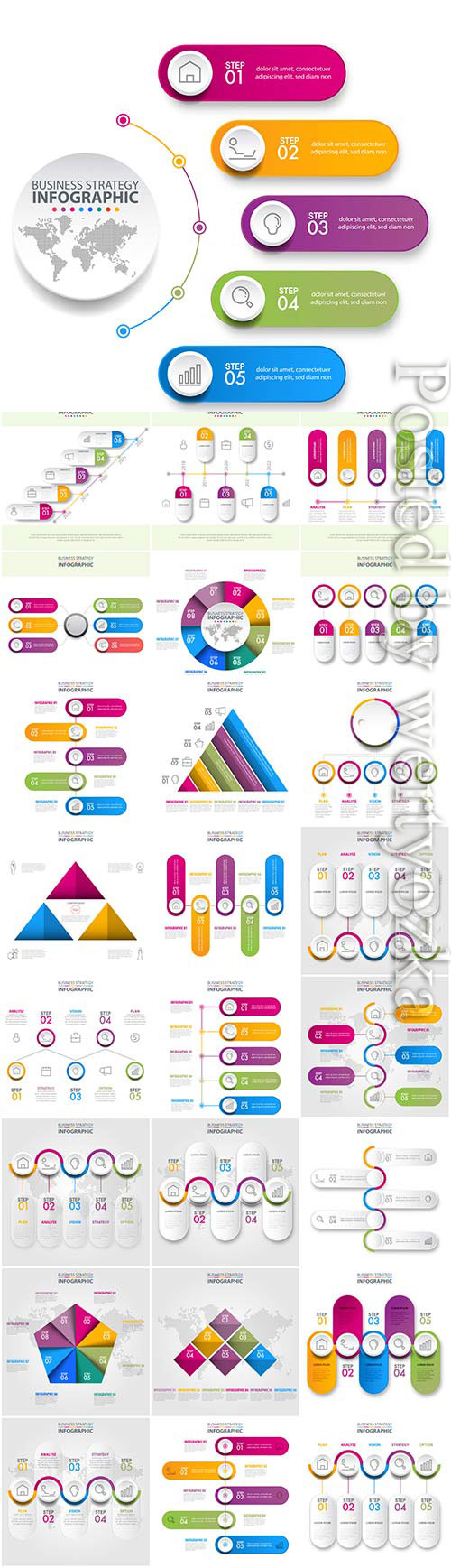 Infographics set illustrations in vector