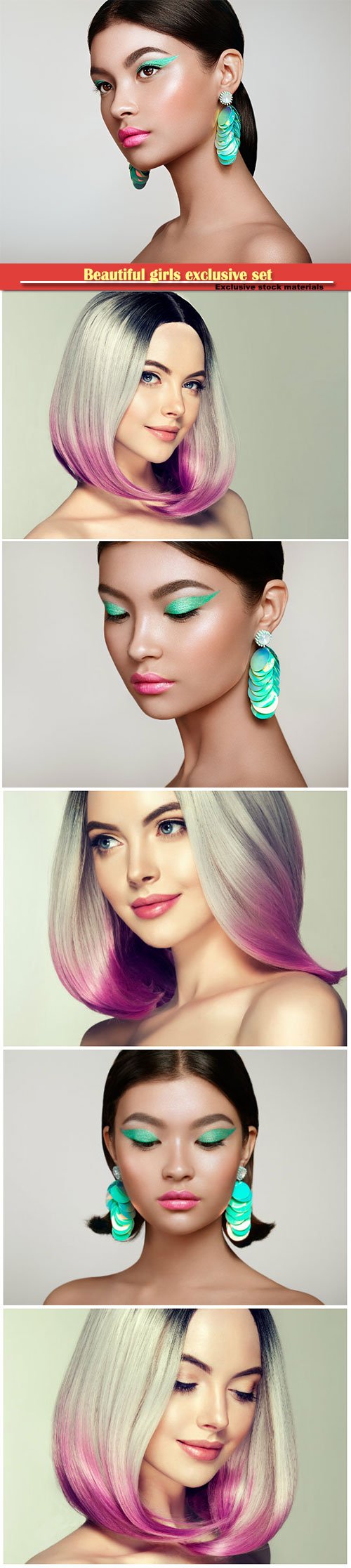 Fashion girls with makeup and dyed hair